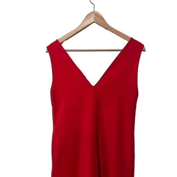 Theory Stretch V-Neck Sleeveless Side Slit Straight Hem Tunic Top Red Size Small - Picture 6 of 13